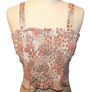 JAPANA Floral Stretchy Crop Top Sz L 90s Retro Elastic Hippie Y2K Tank Cami